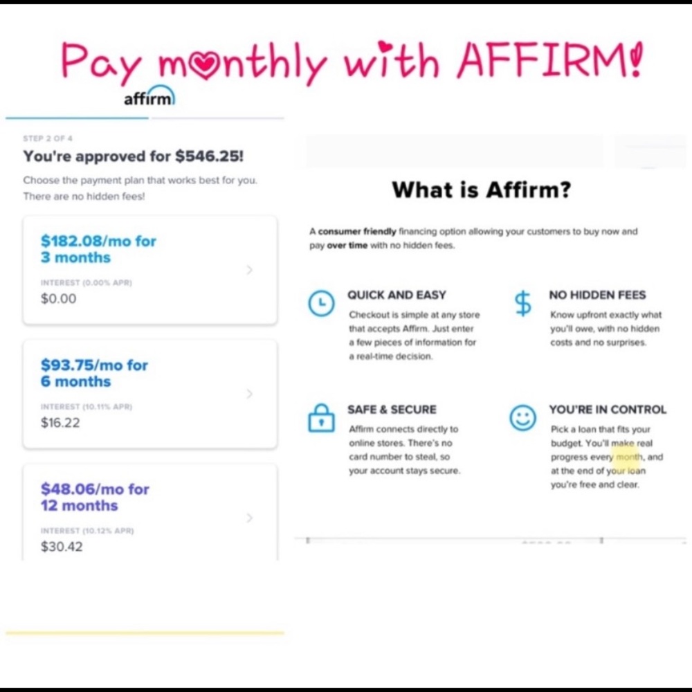 Pay 💲 monthly with Affirm‼️ Details ⬇️